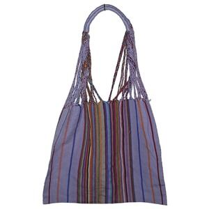 Handmade Purple & Multicolored Reusable Tote Bag‎ Purse Boho Festival Grocery